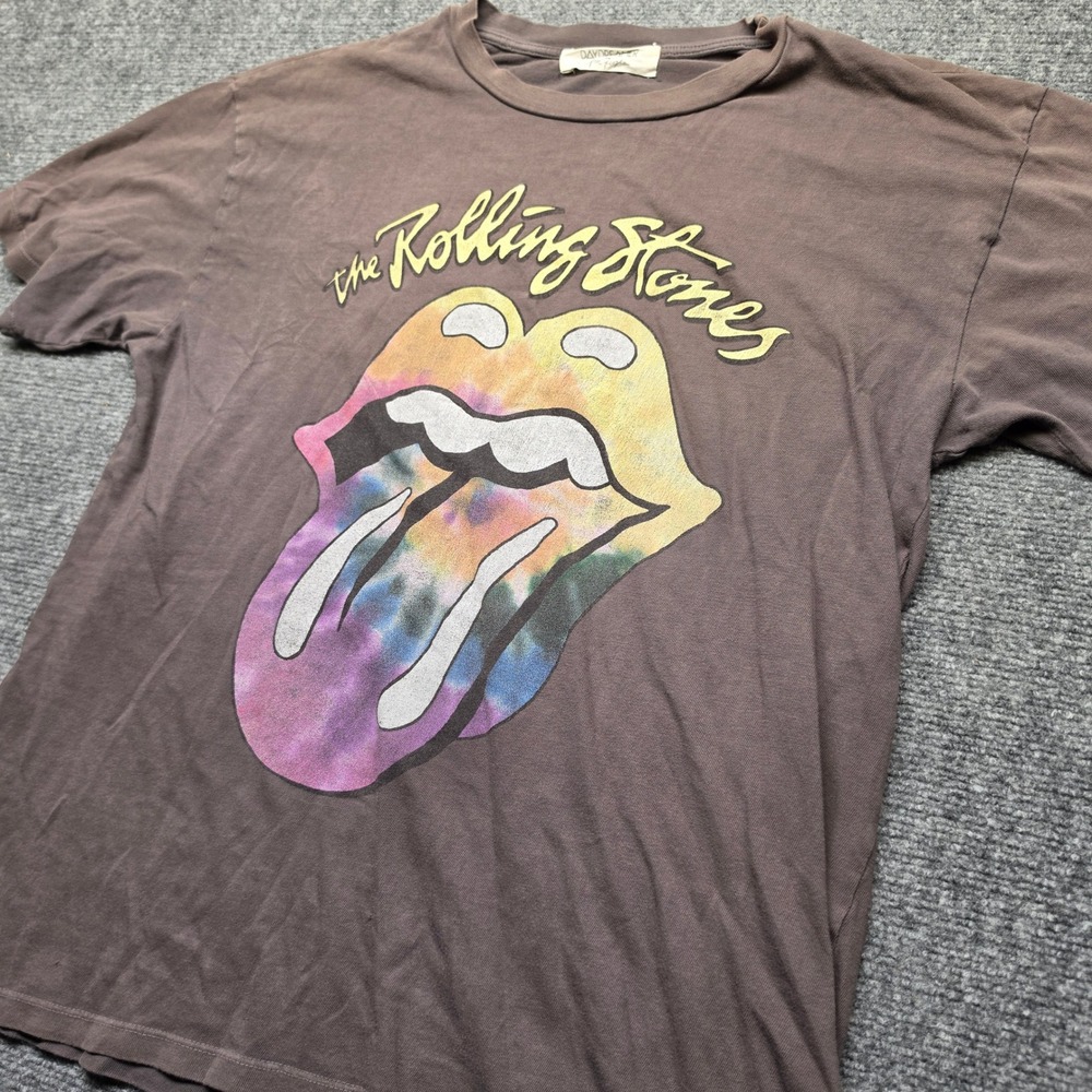 Daydreamer Free People Rolling Stones Tie Dye Tongue Graphic T-Shirt Brown L